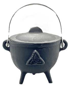 4.5" Triquetra Cast Iron Cauldron W/ Lid