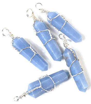(set Of 5) Angelite Wire Wrapped Point