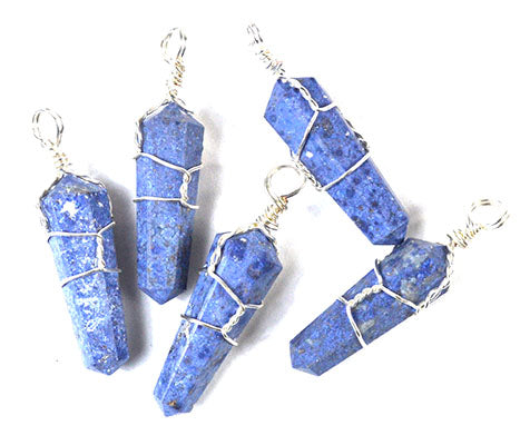 (set Of 5) Dumortierite Wire Wrapped Point