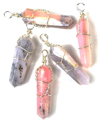 (set Of 5) Pink Opal Wire Wrapped Point