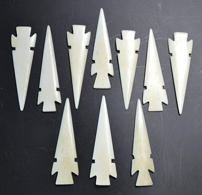 (set Of 10) ~3" Arrowhead Bone